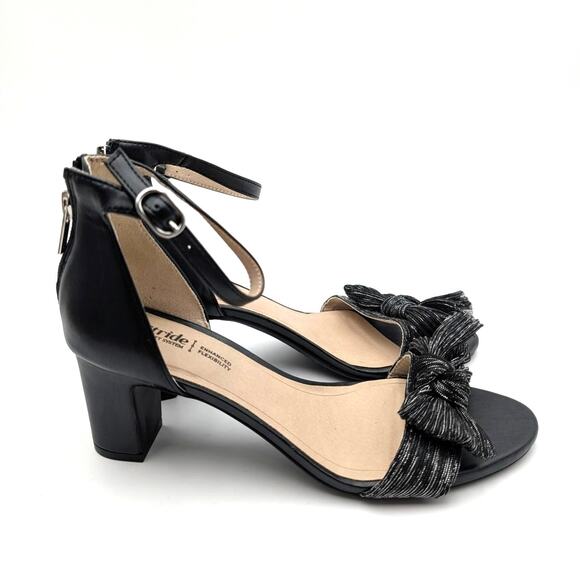 LifeStride Florence Bow Heel Sandals Women's Ankle Strap Black Size US8M EU38.5 - Picture 3 of 10
